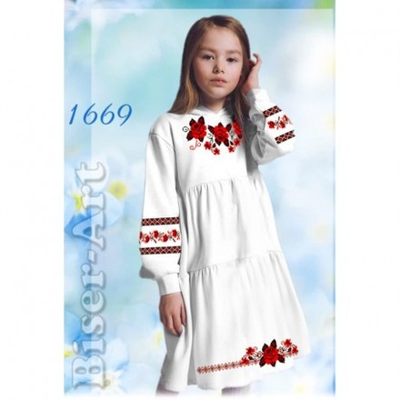 Сукня дитяча біла (льон) Заготовка для вишивки бісером або нитками Biser-Art 1669-лба - Вишивка хрестиком і бісером - Овечка Рукодільниця