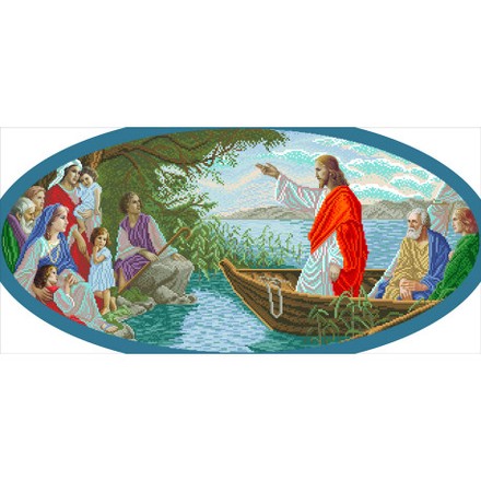 Иисус в лодке (овал) Набор для вышивания бисером БС Солес ІЧ-ов - Вишивка хрестиком і бісером - Овечка Рукодільниця