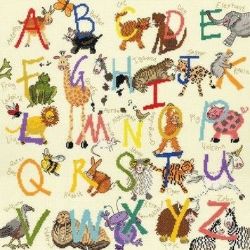 Набор для вышивания крестом Bothy Threads XAA1 Animal Alphabet Алфавит с животными - Купить в интернет-магазине club-rukodelia.com Тел: 067-802-24-81 Купить Киев, Львов, Харьков, Винница, Одесса, Житомир, Чернигов, Сумы