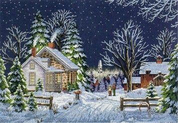 Набор для вышивания крестом Classic Design Зимняя ночь 4424 - Купить в интернет-магазине club-rukodelia.com Тел: 067-802-24-81 Купить Киев, Львов, Харьков, Винница, Одесса, Житомир, Чернигов, Сумы