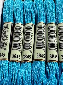 Муліне для вишивання AIRO №3845 колір Bright Turquoise, Medium/Яскравий середній бірюзовий 8м