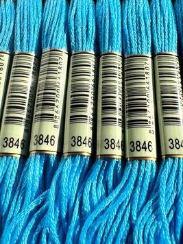 Муліне для вишивання AIRO №3846 колір Bright Turquoise, Light/Яскравий світлий бірюзовий 8м