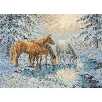 Набір для вишивання Anchor MAIA 01179 Sunlit Stream Horses / Освітлені сонцем - Купити в інтернет-магазині club-rukodelia.com Тел: 067-802-24-81  Купити Київ, Львів, Харків, Вінниця, Одеса, Житомир, Чернігів, Суми