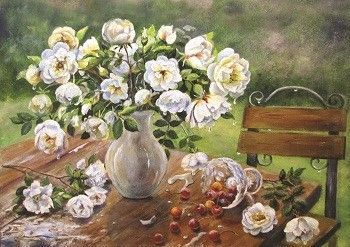 Белый шиповник Принт для художественной вышивки Alisena AL1031а - Купить в интернет-магазине club-rukodelia.com Тел: 067-802-24-81 Купить Киев, Львов, Харьков, Винница, Одесса, Житомир, Чернигов, Сумы