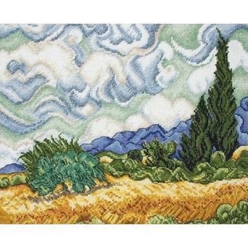 Набір для вишивання Anchor MAIA 01034 Wheatfield With Cypresses / Пшеничне поле з кипарисами - Купити в інтернет-магазині club-rukodelia.com Тел: 067-802-24-81  Купити Київ, Львів, Харків, Вінниця, Одеса, Житомир, Чернігів, Суми
