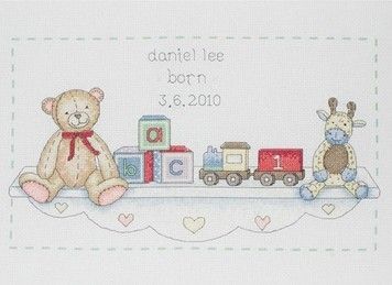 Набор для вышивания Anchor ACS06 The Toy Shelf Birth Sampler /Игрушки на полке - Купить в интернет-магазине club-rukodelia.com Тел: 067-802-24-81 Купить Киев, Львов, Харьков, Винница, Одесса, Житомир, Чернигов, Сумы