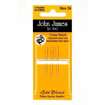 Набір голених голок покритих золотом №26 (3 шт) John James JG19826 - Купити в інтернет-магазині club-rukodelia.com Тел: 067-802-24-81  Купити Київ, Львів, Харків, Вінниця, Одеса, Житомир, Чернігів, Суми