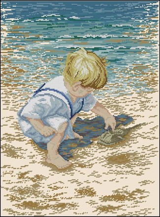 Boy With Horseshoe Crab Хлопчик із крабом. Набір для вишивання хрестом. Janlynn (029-0047) - Купити в інтернет-магазині club-rukodelia.com Тел: 067-802-24-81  Купити Київ, Львів, Харків, Вінниця, Одеса, Житомир, Чернігів, Суми