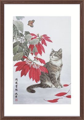 Пуансетії з котом Набір для вишивання хрестиком 2032305 Xiu Crafts - Купити в інтернет-магазині club-rukodelia.com Тел: 067-802-24-81  Купити Київ, Львів, Харків, Вінниця, Одеса, Житомир, Чернігів, Суми