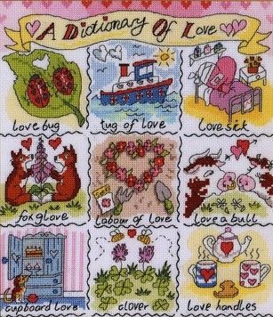 Набір для вишивання хрестиком Bothy Threads XD11 Dictionary of Love Словник кохання - Купити в інтернет-магазині club-rukodelia.com Тел: 067-802-24-81  Купити Київ, Львів, Харків, Вінниця, Одеса, Житомир, Чернігів, Суми