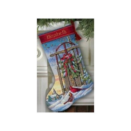 Набор для вышивания Dimensions 08819 Christmas Sled Stocking - Вышивка крестиком и бисером - Овца Рукодельница