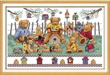 Плюшевые мишки Набор для вышивания крестом с печатной схемой на ткани Joy Sunday C274 - Купить в интернет-магазине club-rukodelia.com Тел: 067-802-24-81 Купить Киев, Львов, Харьков, Винница, Одесса, Житомир, Чернигов, Сумы