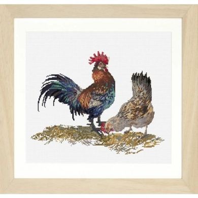 Rooster and Hen Linen Набір для вишивання хрестиком Thea Gouverneur gouverneur_591 - Купити в інтернет-магазині club-rukodelia.com Тел: 067-802-24-81  Купити Київ, Львів, Харків, Вінниця, Одеса, Житомир, Чернігів, Суми