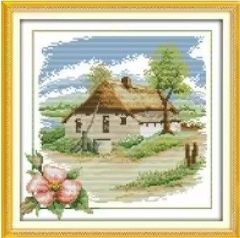 Сільський коттедж (весна) Набір для вишування хреста з друкованою схемою на тканині Joy Sunday F632 - Купити в інтернет-магазині club-rukodelia.com Тел: 067-802-24-81  Купити Київ, Львів, Харків, Вінниця, Одеса, Житомир, Чернігів, Суми