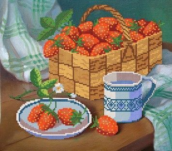 РКП-050 Рисунок на ткани Марічка Клубничное лукошко - Купить в интернет-магазине club-rukodelia.com Тел: 067-802-24-81 Купить Киев, Львов, Харьков, Винница, Одесса, Житомир, Чернигов, Сумы