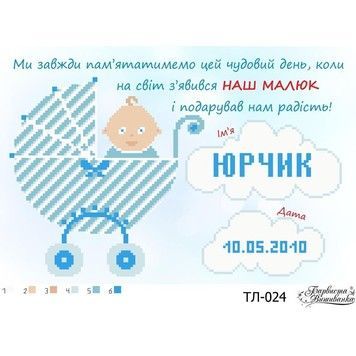 Схема картини Метрика хлопчика &laquo;Коляска&raquo; для вишивки бісером на тканині ТЛ024пн3322 - Купити в інтернет-магазині club-rukodelia.com Тел: 067-802-24-81  Купити Київ, Львів, Харків, Вінниця, Одеса, Житомир, Чернігів, Суми