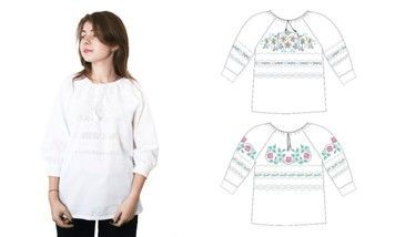 Жіноча сорочка під бісер, біла, 3/4 рукав, 827-14/09 розмір 54 - Купити в інтернет-магазині club-rukodelia.com Тел: 067-802-24-81  Купити Київ, Львів, Харків, Вінниця, Одеса, Житомир, Чернігів, Суми