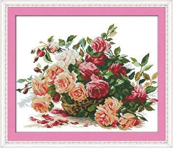 Розы Набор для вышивания крестом с печатной схемой на ткани Joy Sunday H317 - Купить в интернет-магазине club-rukodelia.com Тел: 067-802-24-81 Купить Киев, Львов, Харьков, Винница, Одесса, Житомир, Чернигов, Сумы