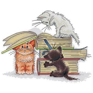 Кошеня-книголюб Набір для вишивання хрестиком з друкованою схемою на тканині Joy Sunday DA771 - Купити в інтернет-магазині club-rukodelia.com Тел: 067-802-24-81  Купити Київ, Львів, Харків, Вінниця, Одеса, Житомир, Чернігів, Суми
