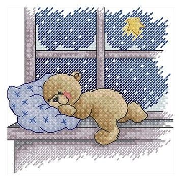 Спящий медведь Набор для вышивания крестом с печатной схемой на ткани Joy Sunday DA776 - Купить в интернет-магазине club-rukodelia.com Тел: 067-802-24-81 Купить Киев, Львов, Харьков, Винница, Одесса, Житомир, Чернигов, Сумы