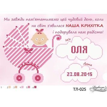 Набір для вишивки бісером Барвиста Вишиванка Метрика дівчинки &laquo;Коляска&raquo; 33х22 ТЛ025ан3322k - Купити в інтернет-магазині club-rukodelia.com Тел: 067-802-24-81  Купити Київ, Львів, Харків, Вінниця, Одеса, Житомир, Чернігів, Суми