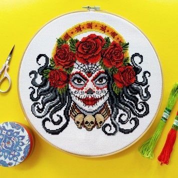 Santa Muerte Набір для вишивання хрестиком Повітруля Р8-010 - Купити в інтернет-магазині club-rukodelia.com Тел: 067-802-24-81  Купити Київ, Львів, Харків, Вінниця, Одеса, Житомир, Чернігів, Суми