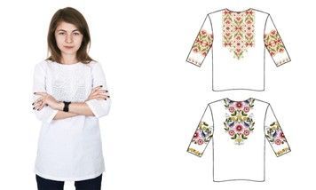 Жіноча сорочка під вишивку, біла, рукав 3/4, 875-18/09 розмір 44 - Купити в інтернет-магазині club-rukodelia.com Тел: 067-802-24-81  Купити Київ, Львів, Харків, Вінниця, Одеса, Житомир, Чернігів, Суми