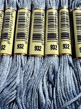 Мулине AIRO №932 (аналог DMC 932), античный синий, светлый оттенок, 8 м
