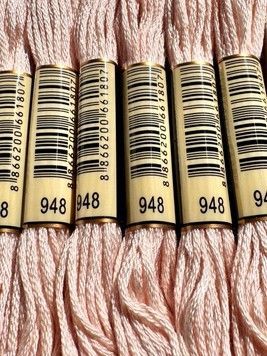 Муліне для вишивання AIRO №948 колір Peach, Very Light/Дуже світлий персиковий 8м