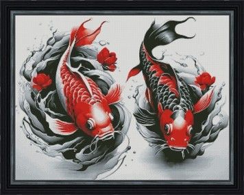 Японские карпы Электронная схема для вышивания крестиком Инна Холодная ДТ-056ИХ