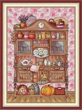 Комод с совами Набор для вышивания крестом с печатной схемой на ткани Joy Sunday J676 - Купить в интернет-магазине club-rukodelia.com Тел: 067-802-24-81 Купить Киев, Львов, Харьков, Винница, Одесса, Житомир, Чернигов, Сумы