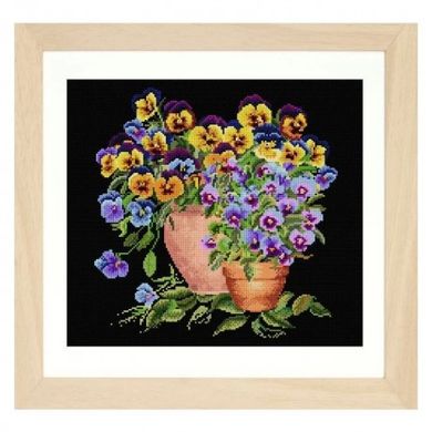 Potted Pansies Black Aida Набір для вишивання хрестиком Thea Gouverneur gouverneur_601.05 - Купить в интернет-магазине club-rukodelia.com Тел: 067-802-24-81 Купить Киев, Львов, Харьков, Винница, Одесса, Житомир, Чернигов, Сумы