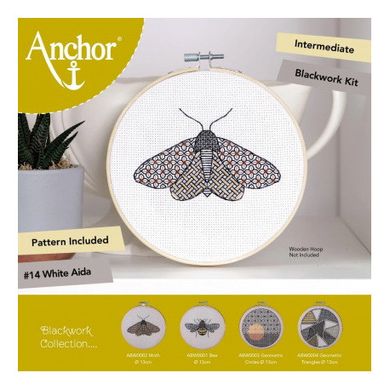 Набір для вишивання хрестиком Блекворк: Метелик (Blackwork: Moth) ANCHOR ABW0002 - Купити в інтернет-магазині club-rukodelia.com Тел: 067-802-24-81  Купити Київ, Львів, Харків, Вінниця, Одеса, Житомир, Чернігів, Суми