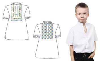 Сорочка під вишивку для хлопчика з коротким рукавом 688-18/09 Зріст 104 - Купити в інтернет-магазині club-rukodelia.com Тел: 067-802-24-81  Купити Київ, Львів, Харків, Вінниця, Одеса, Житомир, Чернігів, Суми